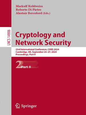 cover image of Cryptology and Network Security